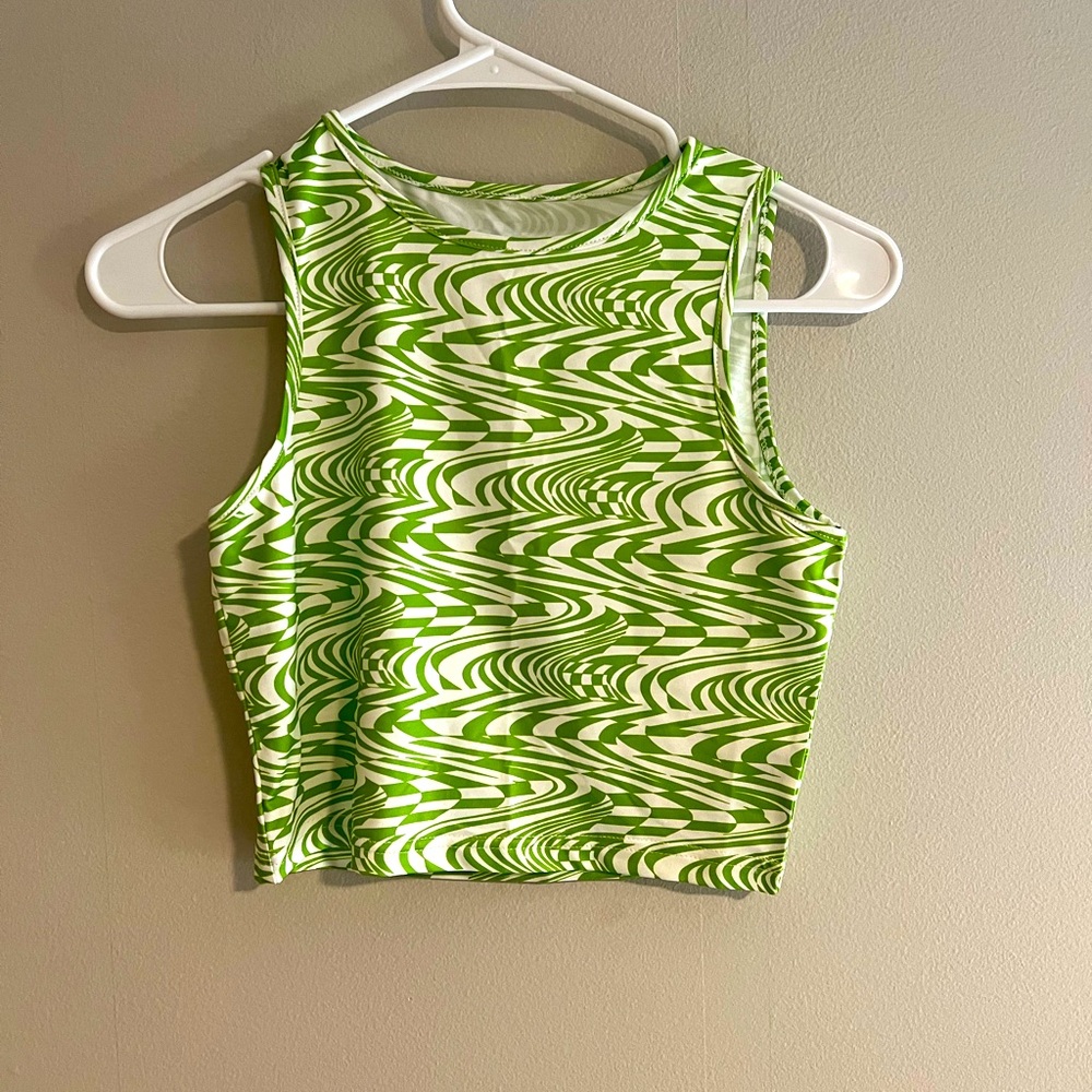 Green Patterned Tank Top